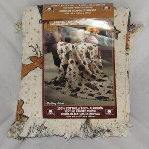 NEW Vtg 90s Crown Crafts Falling Stars Angel Christmas Thrown Blanket Cotton